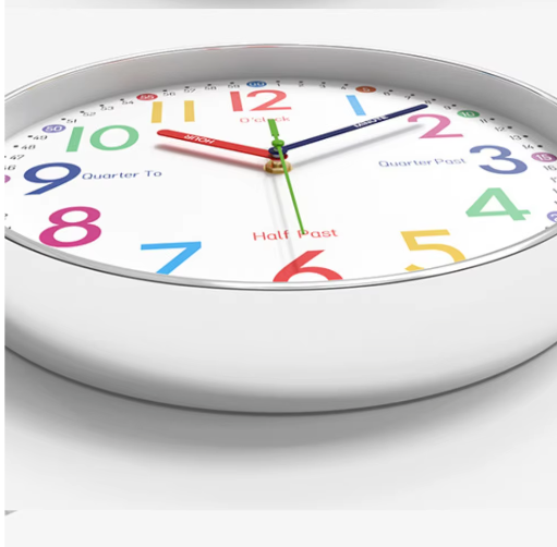 Cartoon Educatieve Kinder Wandklok – Stille Quartz Klok voor Tijdbeheer, 30 cm