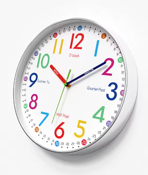 Cartoon Educatieve Kinder Wandklok – Stille Quartz Klok voor Tijdbeheer, 30 cm