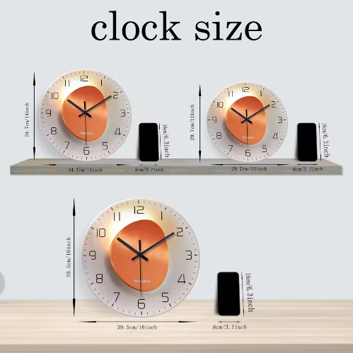 Luxe Wandklok van Gehard Glas met Licht- en Schaduwmotief – Stille Quartz Klok voor Interieurdecoratie