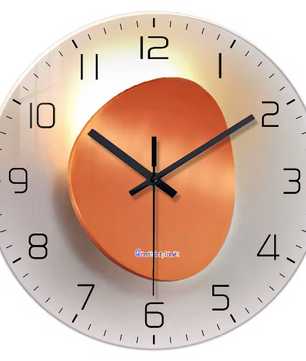 Luxe Wandklok van Gehard Glas met Licht- en Schaduwmotief – Stille Quartz Klok voor Interieurdecoratie