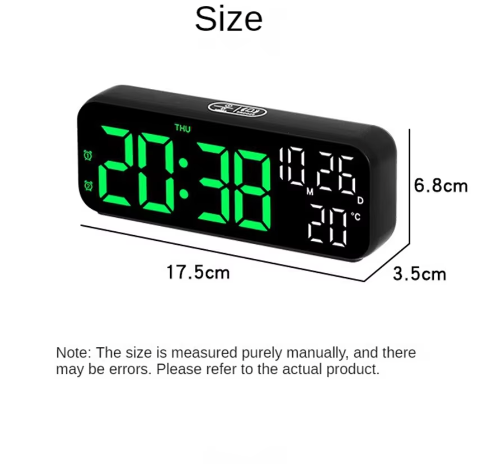 Digitale LED Wekker met Temperatuur, Datum en Spraakbesturing – Nachtmodus en Dubbel Alarm