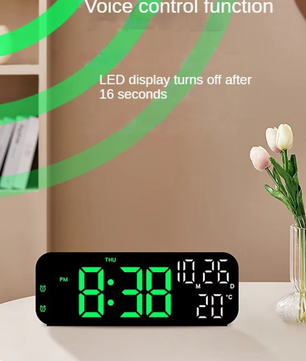 Digitale LED Wekker met Temperatuur, Datum en Spraakbesturing – Nachtmodus en Dubbel Alarm