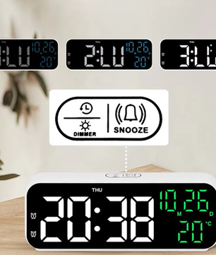 Digitale LED Wekker met Temperatuur, Datum en Spraakbesturing – Nachtmodus en Dubbel Alarm