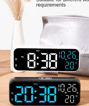 Digitale LED Wekker met Temperatuur, Datum en Spraakbesturing – Nachtmodus en Dubbel Alarm