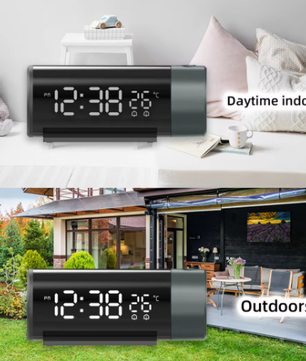 Digitale Projectie Wekker met 180° Draaibare Projector en LED Display – Dubbel Alarm en Snooze