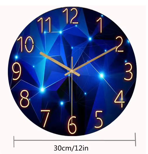 Geometrische Wandklok van Gehard Glas met Stil Quartz Uurwerk – Moderne Wanddecoratie 30 cm