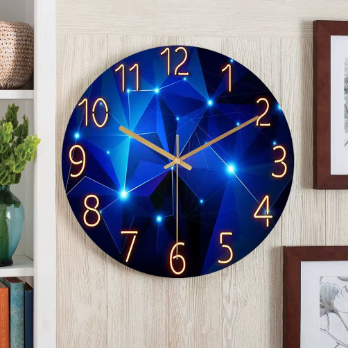 Geometrische Wandklok van Gehard Glas met Stil Quartz Uurwerk – Moderne Wanddecoratie 30 cm