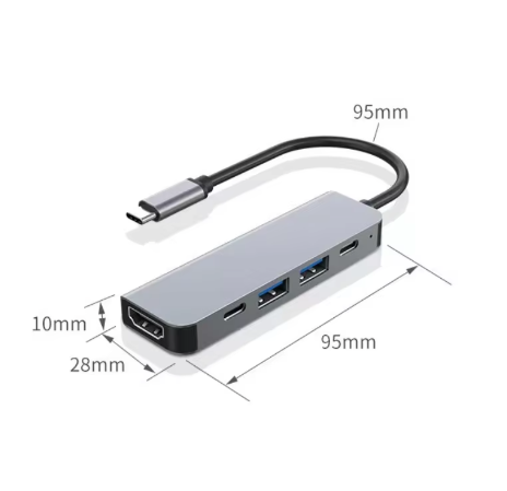 USB-C Hub met 4K HDMI, USB 3.0/2.0 en PD Opladen – Multifunctioneel Type-C Dock