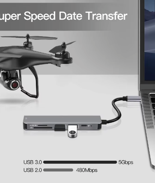 USB-C Hub met 4K HDMI, USB 3.0/2.0 en PD Opladen – Multifunctioneel Type-C Dock