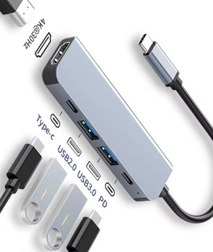 USB-C Hub met 4K HDMI, USB 3.0/2.0 en PD Opladen – Multifunctioneel Type-C Dock