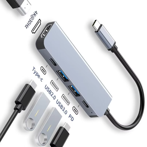 USB-C Hub met 4K HDMI, USB 3.0/2.0 en PD Opladen – Multifunctioneel Type-C Dock