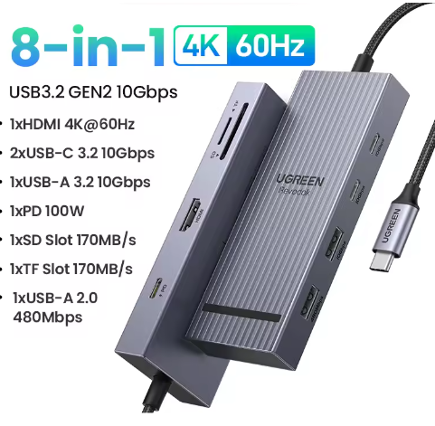 USB-C Hub 10Gbps met 4K 60Hz HDMI en PD Opladen – Multifunctioneel Docking Station