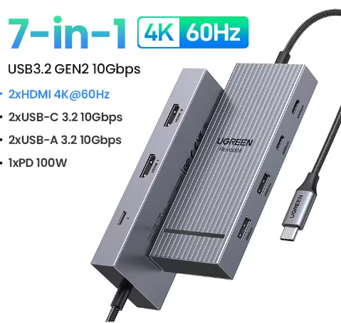 USB-C Hub 10Gbps met 4K 60Hz HDMI en PD Opladen – Multifunctioneel Docking Station