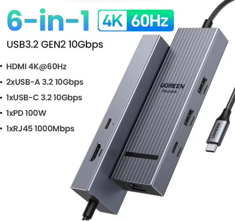 USB-C Hub 10Gbps met 4K 60Hz HDMI en PD Opladen – Multifunctioneel Docking Station