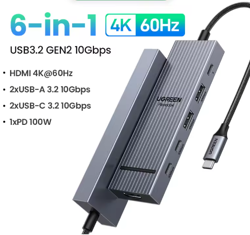 USB-C Hub 10Gbps met 4K 60Hz HDMI en PD Opladen – Multifunctioneel Docking Station