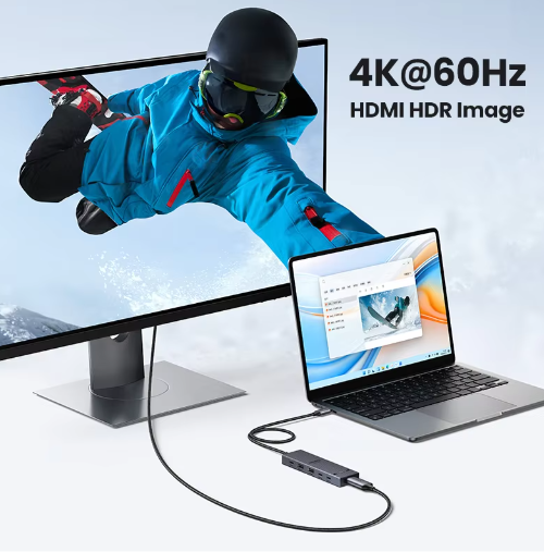USB-C Hub 10Gbps met 4K 60Hz HDMI en PD Opladen – Multifunctioneel Docking Station