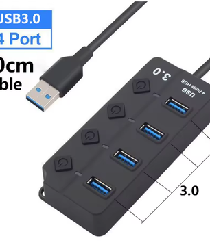 USB 3.0 Hub 7-Poorts met Schakelaars en Voedingsondersteuning – High Speed Splitter 5Gbps