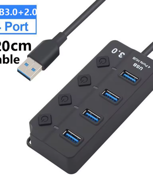 USB 3.0 Hub 7-Poorts met Schakelaars en Voedingsondersteuning – High Speed Splitter 5Gbps