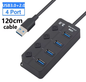USB 3.0 Hub 7-Poorts met Schakelaars en Voedingsondersteuning – High Speed Splitter 5Gbps