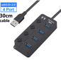 USB 3.0 Hub 7-Poorts met Schakelaars en Voedingsondersteuning – High Speed Splitter 5Gbps
