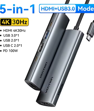 USB-C Hub met 4K HDMI, USB 3.0 en PD 100W – Multifunctionele Adapter met SD en TF Kaartlezer