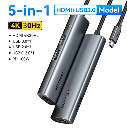 USB-C Hub met 4K HDMI, USB 3.0 en PD 100W – Multifunctionele Adapter met SD en TF Kaartlezer