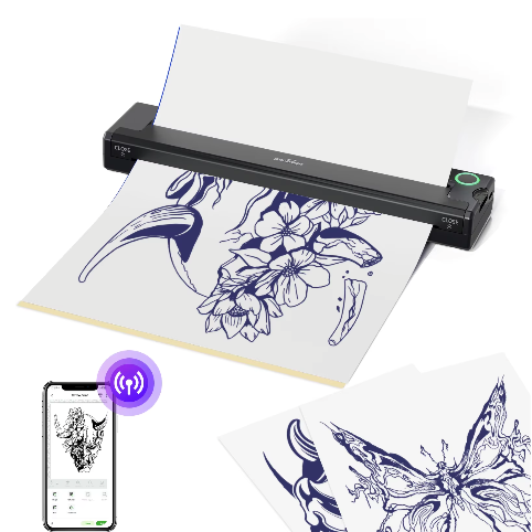 Draadloze Thermische Tattoo Stencilprinter met Transferpapier – Compatibel met Telefoon en PC
