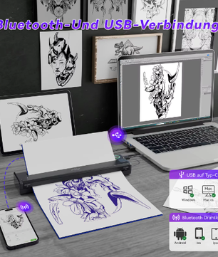 Draadloze Thermische Tattoo Stencilprinter met Transferpapier – Compatibel met Telefoon en PC