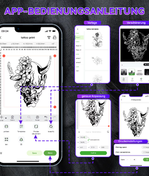 Draadloze Thermische Tattoo Stencilprinter met Transferpapier – Compatibel met Telefoon en PC