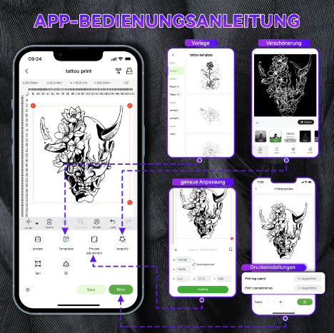 Draadloze Thermische Tattoo Stencilprinter met Transferpapier – Compatibel met Telefoon en PC