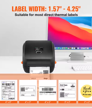 Thermische Labelprinter 300 DPI met Bluetooth en Automatische Labelherkenning – Verzendlabel Printer