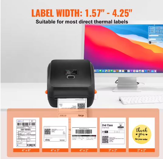 Thermische Labelprinter 300 DPI met Bluetooth en Automatische Labelherkenning – Verzendlabel Printer