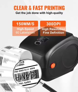Thermische Labelprinter 300 DPI met Bluetooth en Automatische Labelherkenning – Verzendlabel Printer
