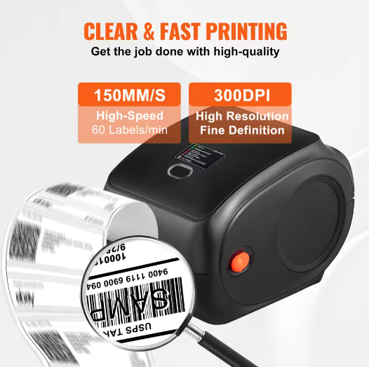Thermische Labelprinter 300 DPI met Bluetooth en Automatische Labelherkenning – Verzendlabel Printer