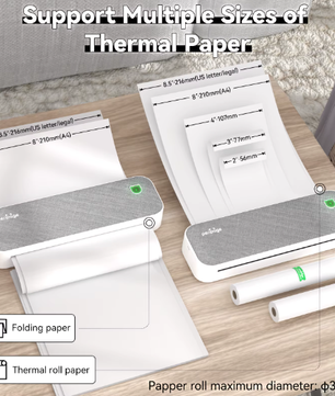 Draagbare Thermische Printer voor Documenten en Labels – Inktloze Mobiele Printer 203 DPI