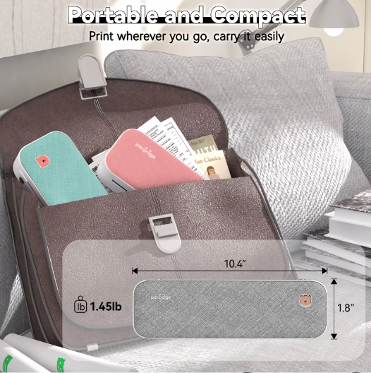 Draagbare Thermische Printer voor Documenten en Labels – Inktloze Mobiele Printer 203 DPI