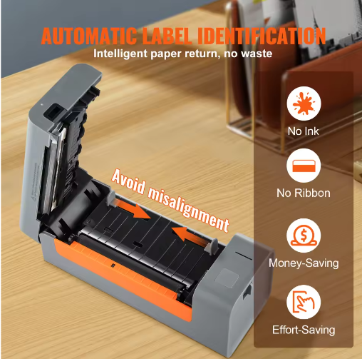 Thermische Verzendlabelprinter met Automatische Labelherkenning – Desktop Labelprinter 203 DPI