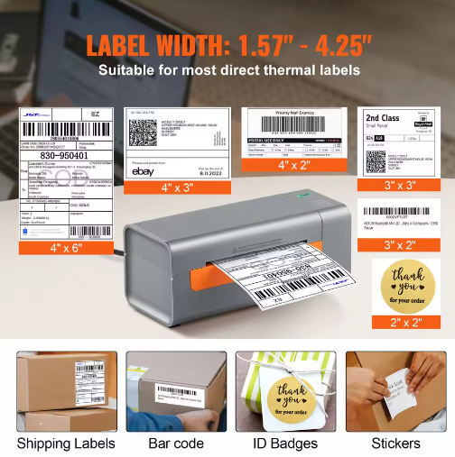 Thermische Verzendlabelprinter met Automatische Labelherkenning – Desktop Labelprinter 203 DPI