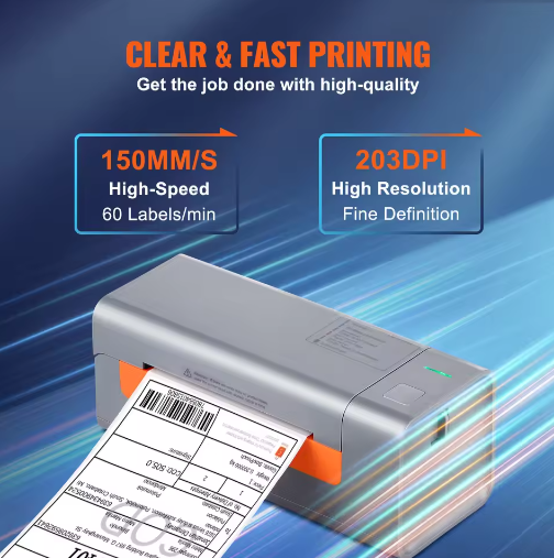 Thermische Verzendlabelprinter met Automatische Labelherkenning – Desktop Labelprinter 203 DPI