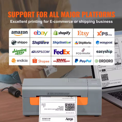 Thermische Verzendlabelprinter met Automatische Labelherkenning – Desktop Labelprinter 203 DPI