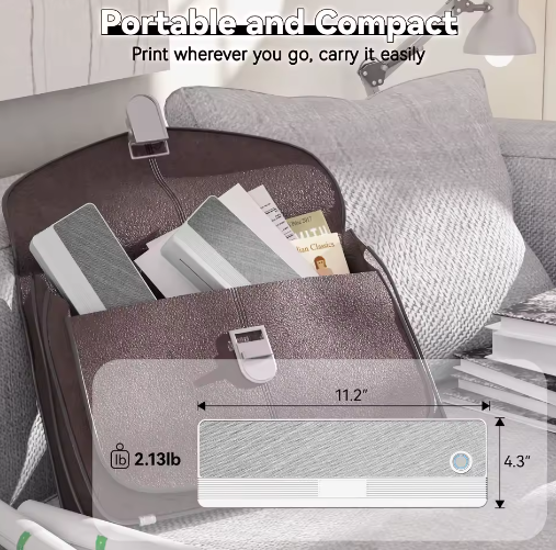 Draagbare Draadloze Thermische Printer – Inktloze Mobiele Printer voor Documenten en Notities