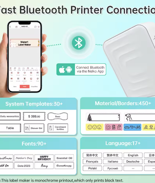 Draagbare Mini Bluetooth Stickerprinter – Inktloze Thermische Labelprinter voor Labels en Organisatie