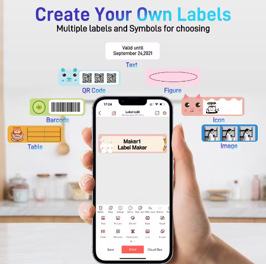 Draagbare Mini Bluetooth Stickerprinter – Inktloze Thermische Labelprinter voor Labels en Organisatie