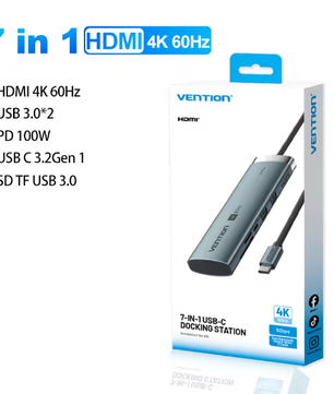 USB-C Hub 7-in-1 met 4K 60Hz HDMI, USB 3.0, SD/TF en PD 100W – Multifunctioneel Docking Station