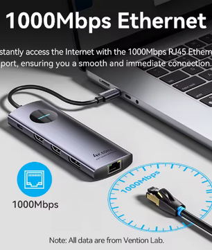 10-in-1 USB-C Hub met 4K 60Hz HDMI, DisplayPort, RJ45 en PD 100W – Multifunctioneel Docking Station