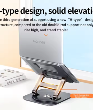 360° Draaibare Laptopstandaard Aluminium – Verstelbare Bureauverhoger voor Notebook