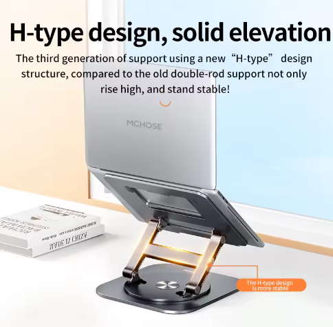 360° Draaibare Laptopstandaard Aluminium – Verstelbare Bureauverhoger voor Notebook