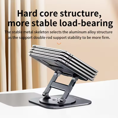 360° Draaibare Laptopstandaard Aluminium – Verstelbare Bureauverhoger voor Notebook