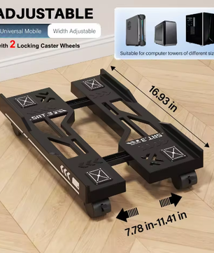 Verstelbare PC Torenstandaard met Wielen – Mobiele CPU Houder voor Onder Bureau