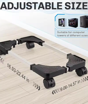 Verstelbare PC Torenstandaard met Wielen – Mobiele CPU Houder voor Onder Bureau